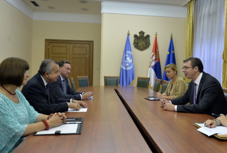 Special Representative of the Secretary-General (SRSG), Mr. Zahir Tanin meeting with the Prime Minister of Serbia Aleksandar Vučić in Belgrade.